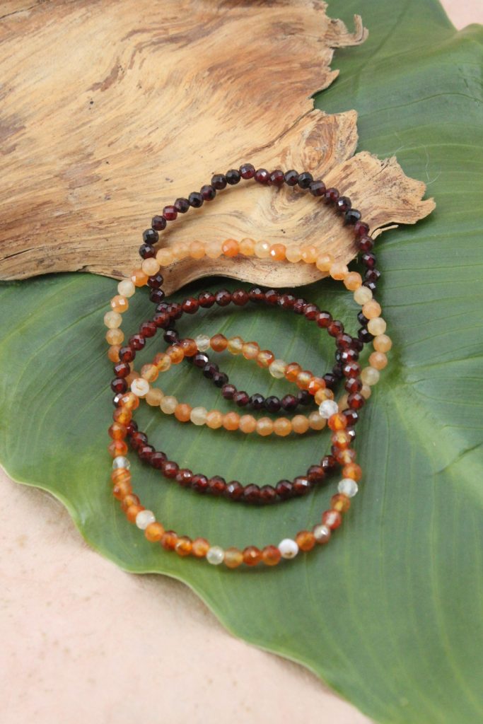lot 4 bracelet pierres naturelles facettées rouge orange