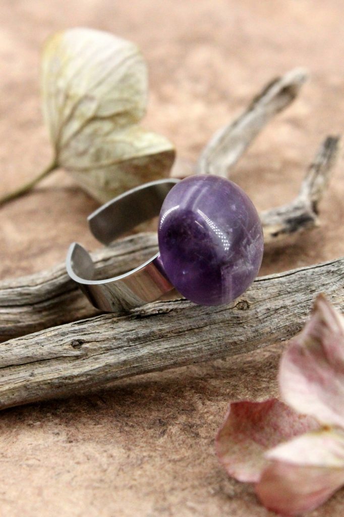 Bague cabochon Améthyste 16mm
