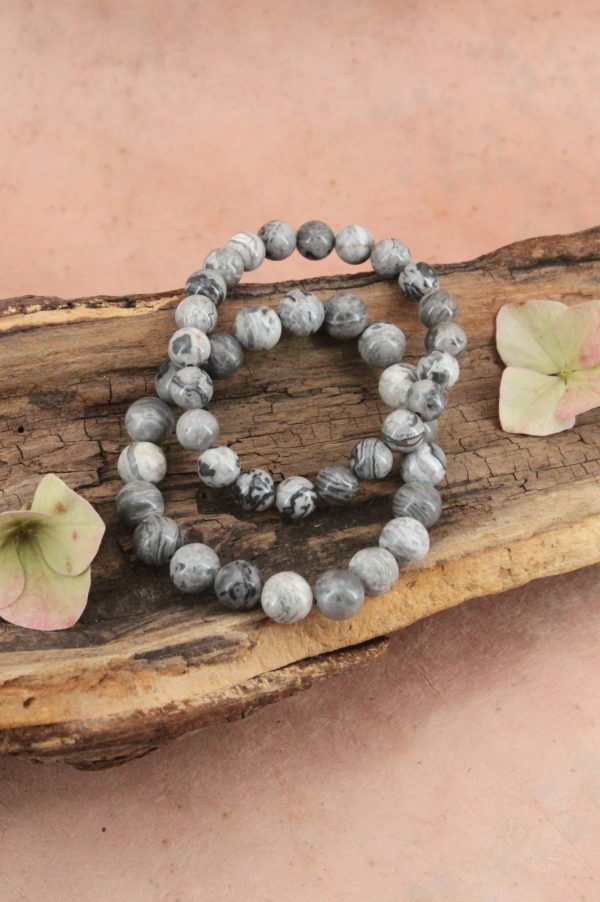 Bracelet Jaspe Picasso Gris