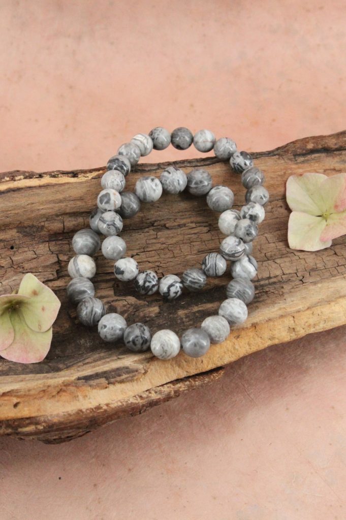Bracelet Jaspe Picasso Gris