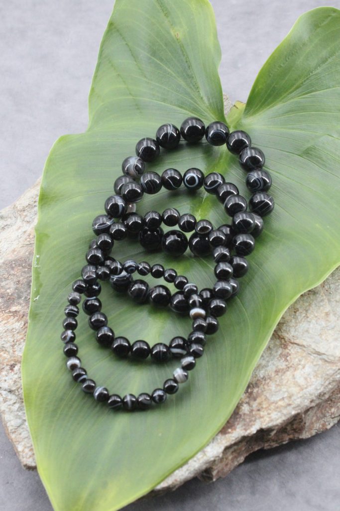 Bracelet Onyx Noir Rubané