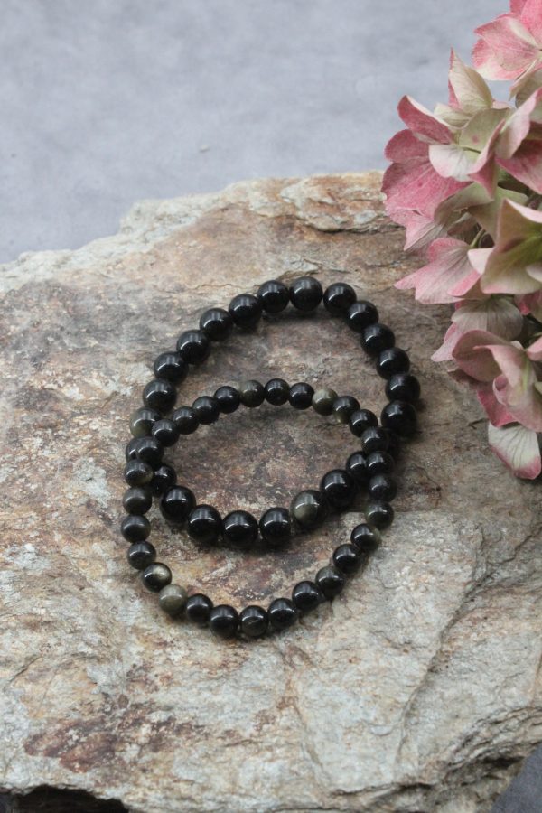 Bracelet obsidienne dorée