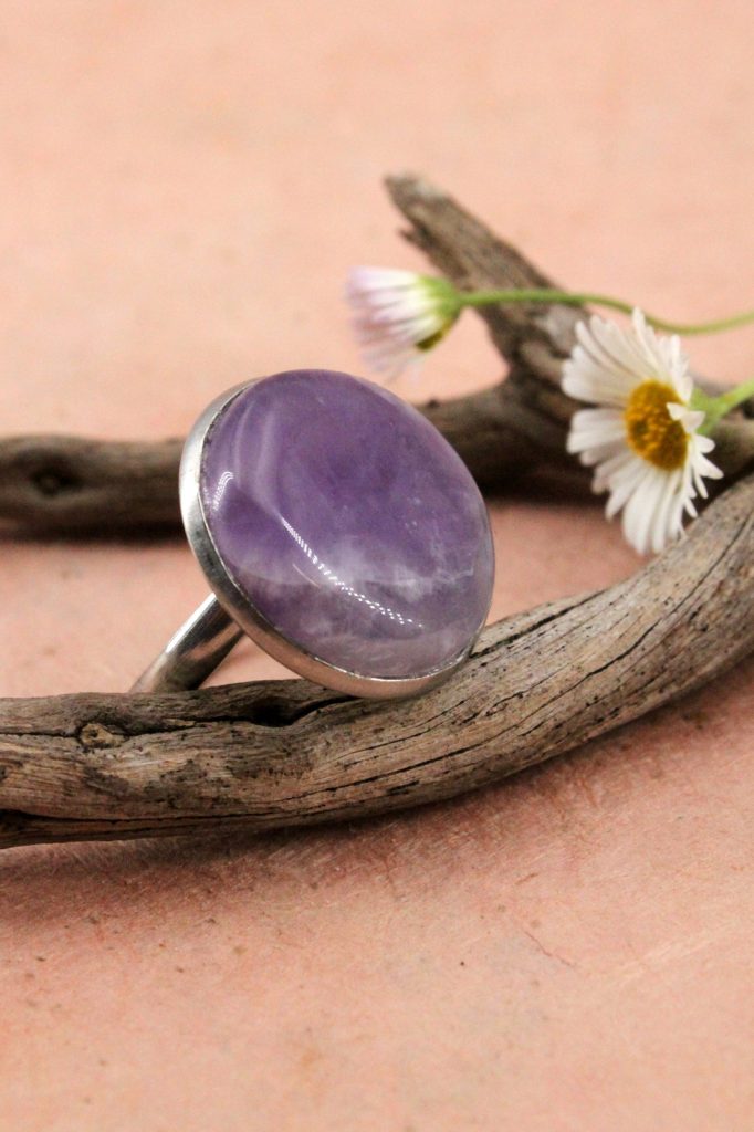 Bague sertie améthyste 20mm