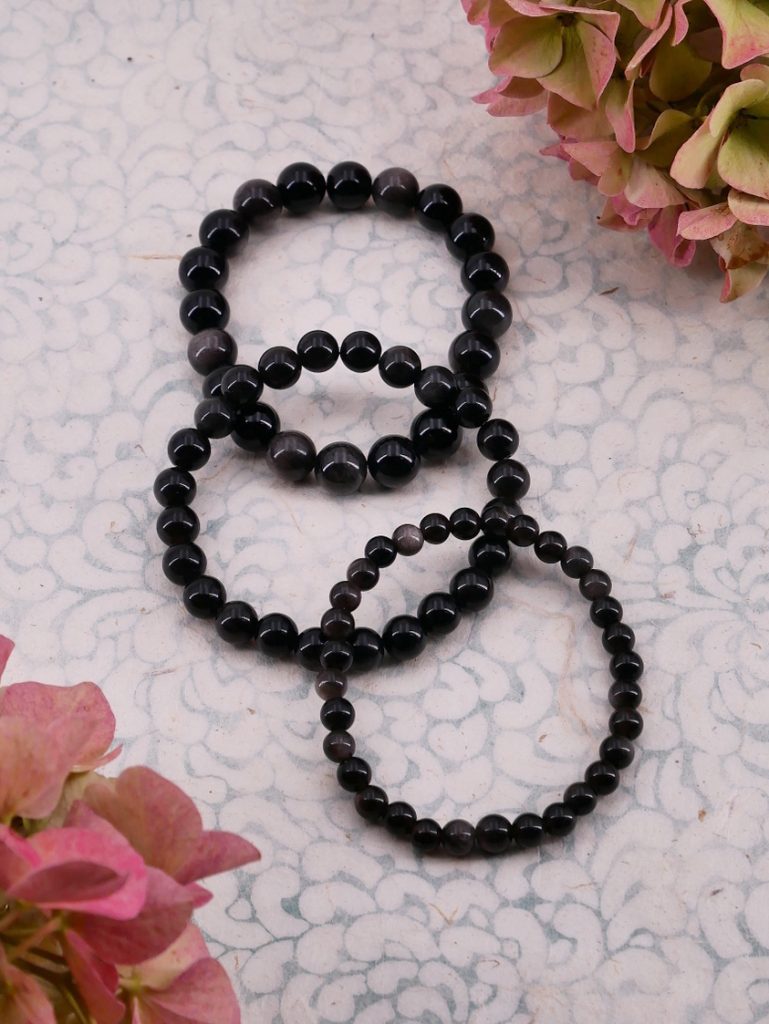 Bracelet Obsidienne Argentée