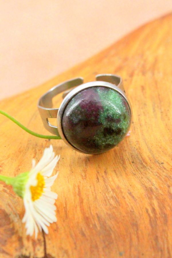 Bague sertie Rubis Zoïsite 14mm