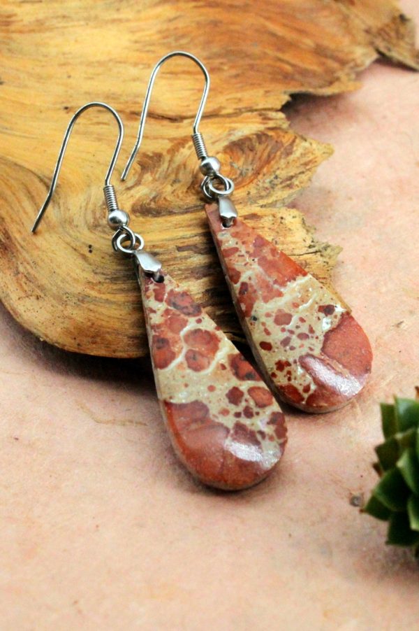 Boucles d’oreilles Jaspe Astéroïde en gouttes allongées