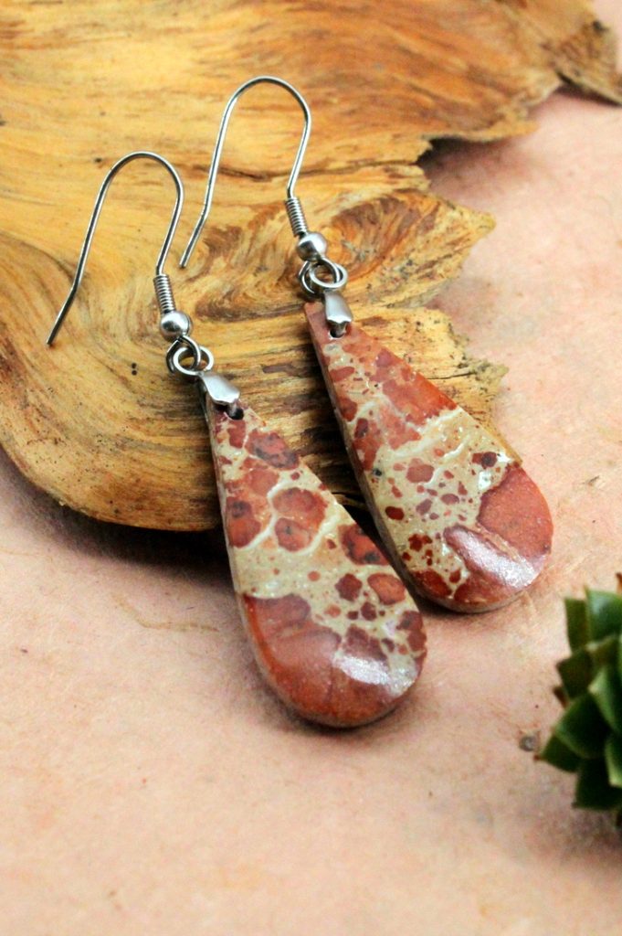 Boucles d’oreilles Jaspe Astéroïde en gouttes allongées